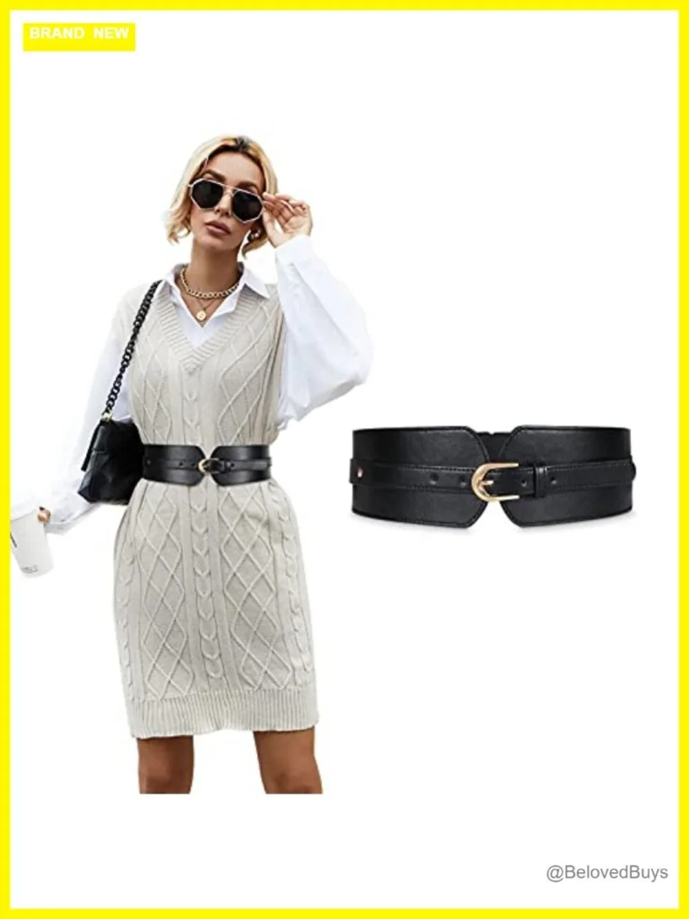 Womens Wide Stretch Waist Belt PU Leather High Elastic Cinch Dress Belt